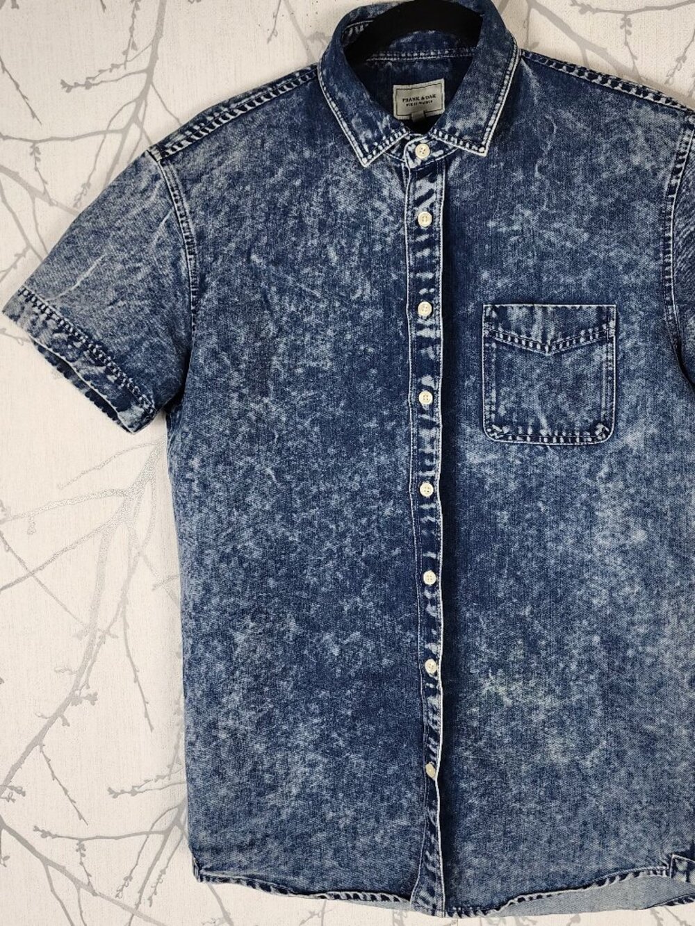 Frank & Oak Acid Wash 100% Cotton Button Front Shirt